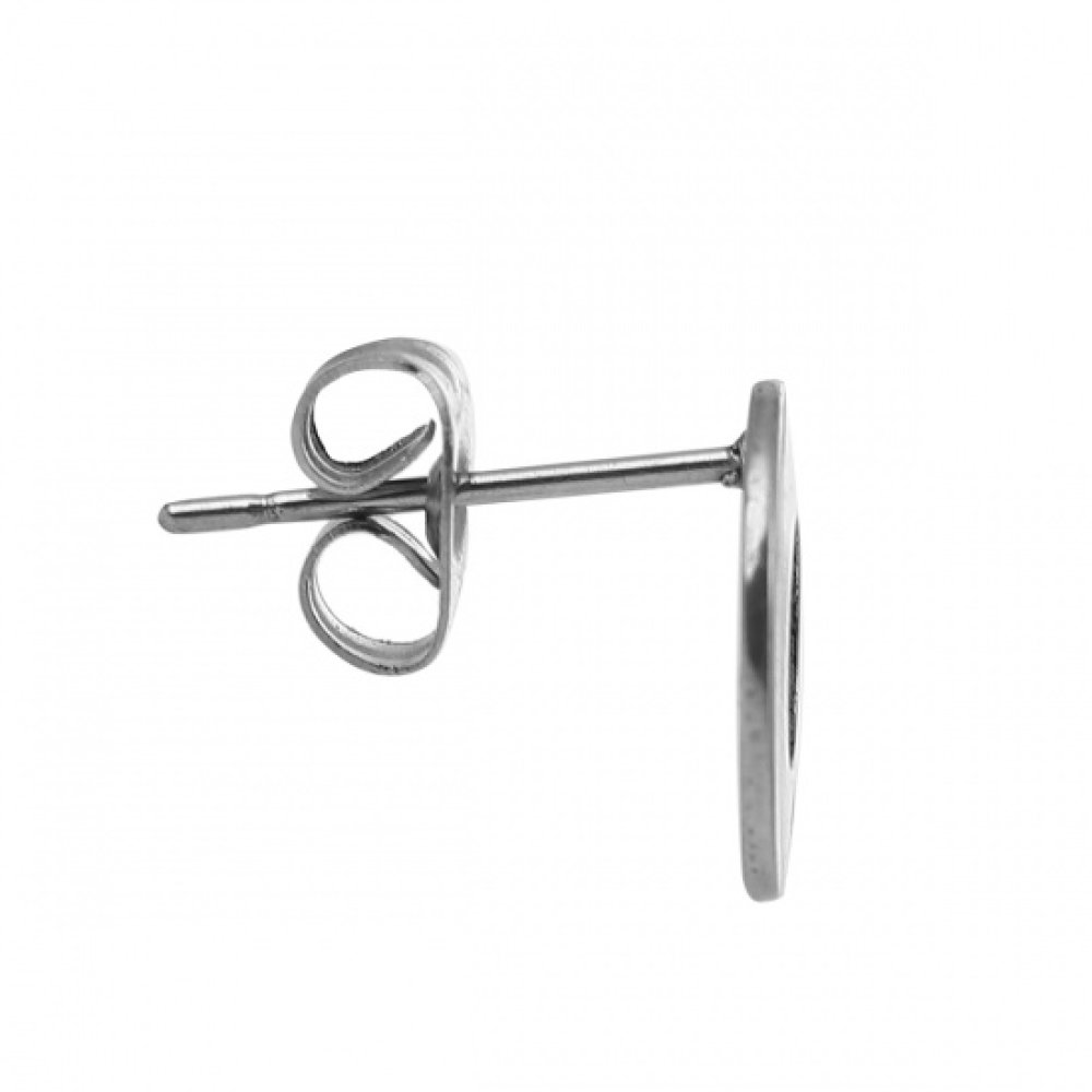 Support Boucle d'oreille puce ronde 10 mm en acier inoxydable N&deg;04 Argent