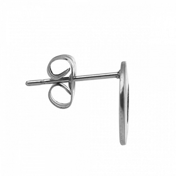 Support Boucle d'oreille puce ronde 10 mm en acier inoxydable N&deg;04 Argent