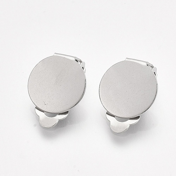 Support Boucle d'oreille Clips Plateau Acier Inoxydable Argent N&deg;02