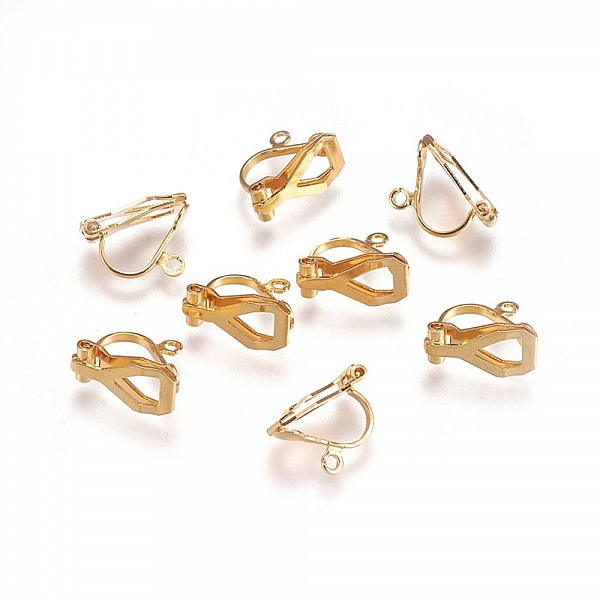 Support Boucle d'oreille Clip en Acier Inoxydable N&deg;05 x 1 paire dor&eacute;
