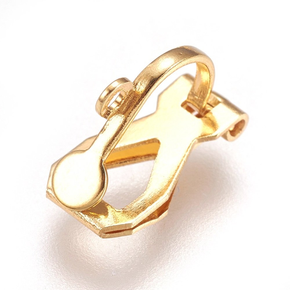 Support Boucle d'oreille Clip en Acier Inoxydable N&deg;05 x 1 paire dor&eacute;