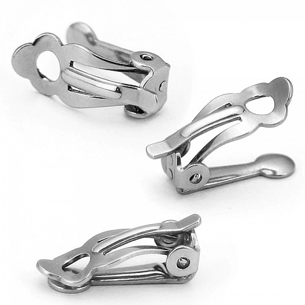 Support Boucle d'oreille Clip en Acier Inoxydable N&deg;02 x 1 paire