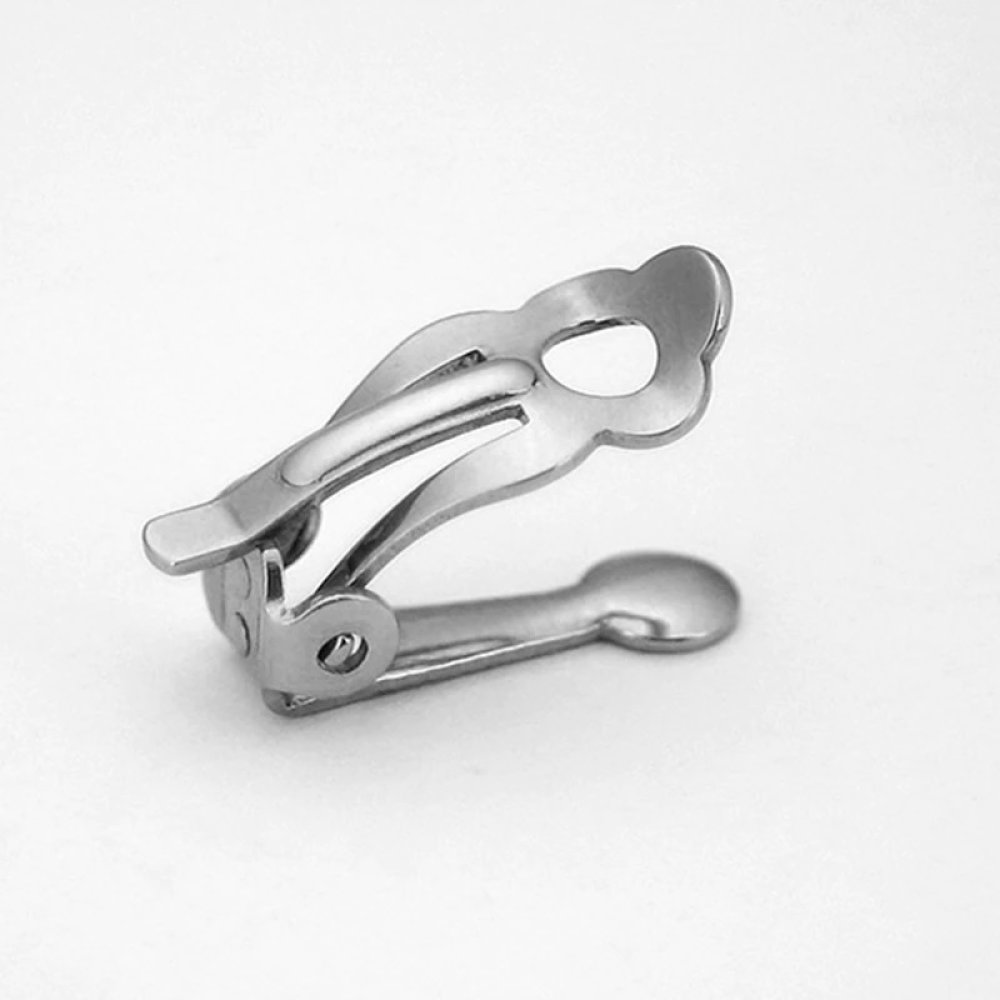 Support Boucle d'oreille Clip en Acier Inoxydable N&deg;02 x 1 paire