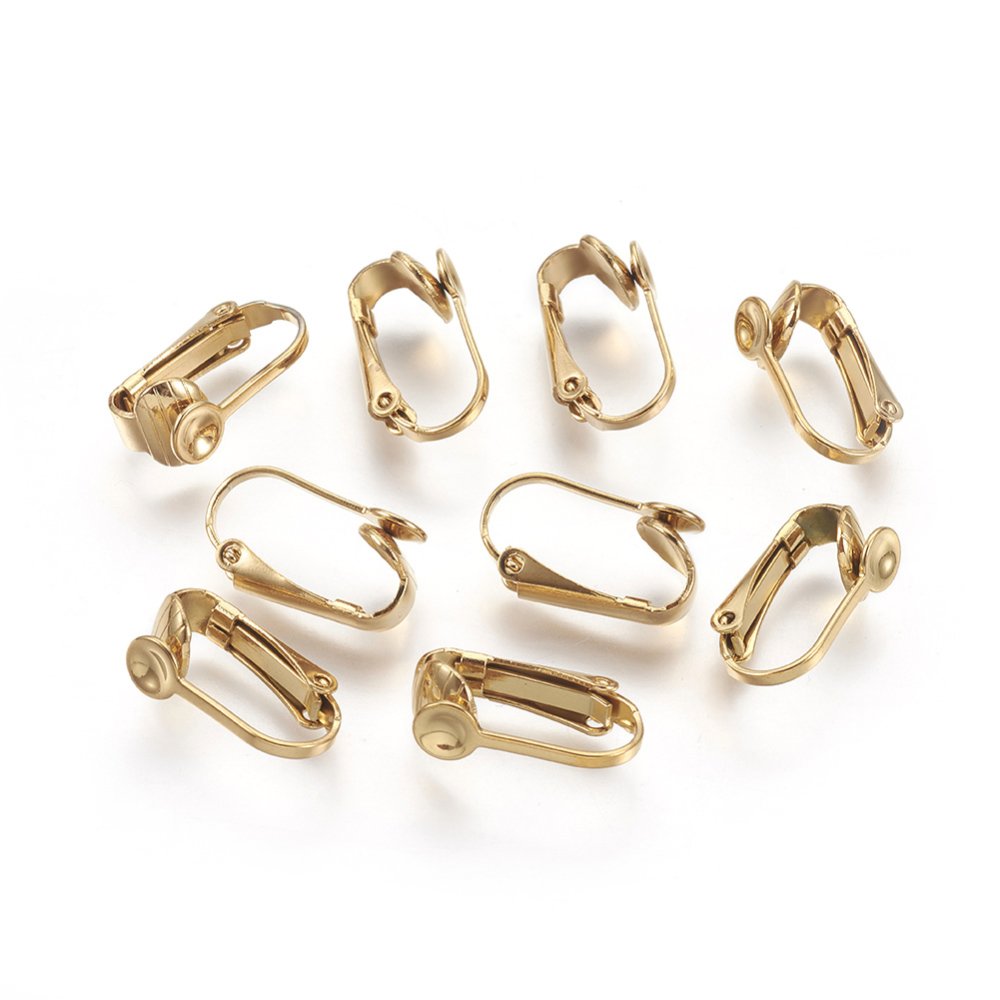 Support Boucle d'oreille Clip en Acier Inoxydable N&deg;04 x 1 paire dor&eacute;