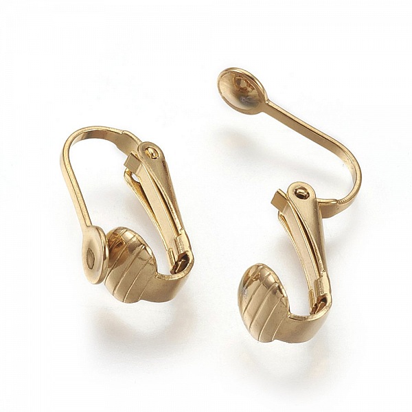 Support Boucle d'oreille Clip en Acier Inoxydable N&deg;04 x 1 paire dor&eacute;