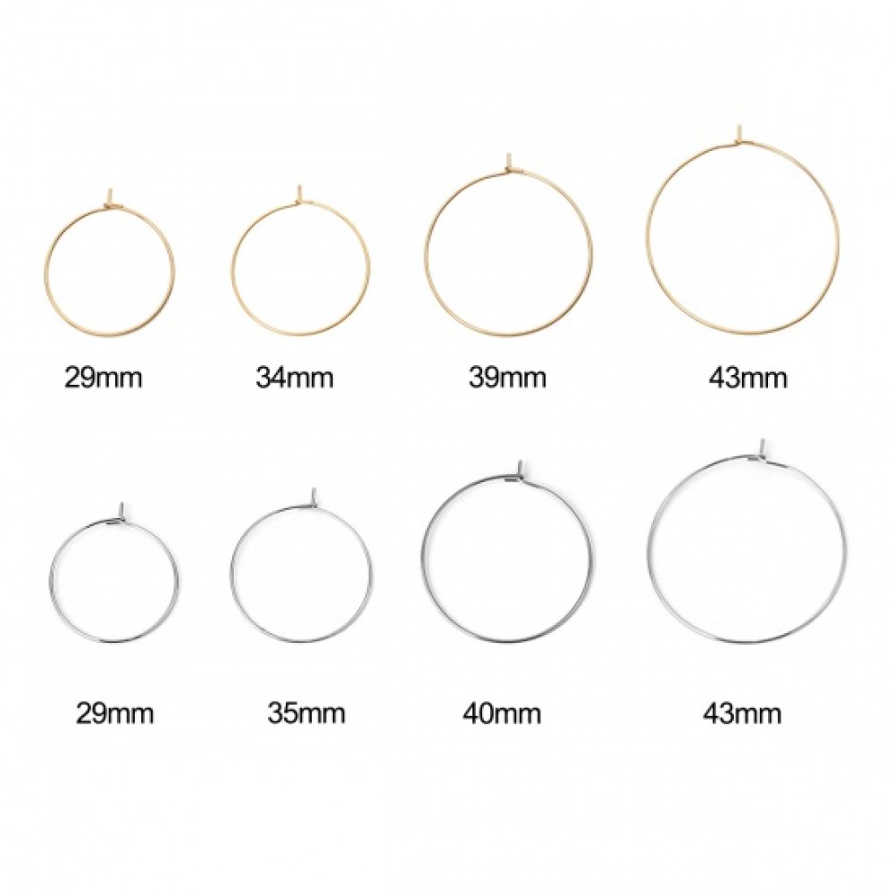 Support Boucle d'oreille Cr&eacute;ole en Acier Inoxydable Dor&eacute; N&deg;03-40 mm 02 x 5 paires