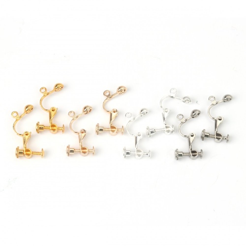 Support Boucle d'oreille Clip r&eacute;glable &agrave; vis argent Vieilli 13 x 18 mm x 1 paire