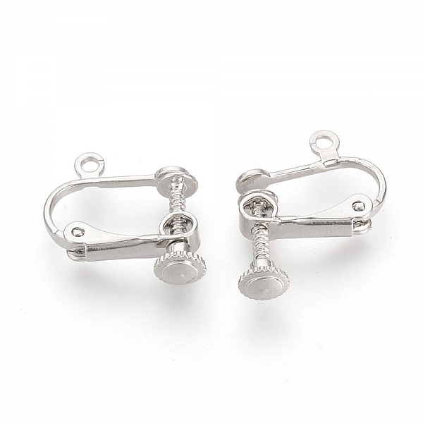 Support Boucle d'oreille Clip r&eacute;glable &agrave; vis argent Vieilli 15 x 17 mm x 1 paire