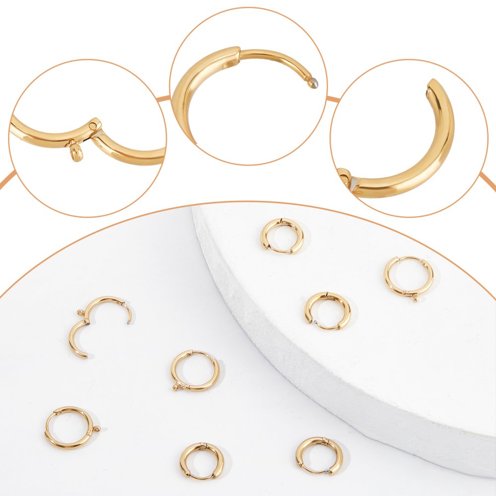 Support Boucle d'oreille Cr&eacute;ole Plaqu&eacute; Or 14K Dor&eacute; 12 mm