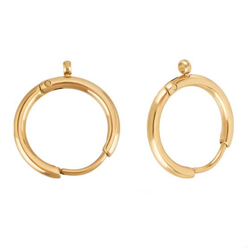 Support Boucle d'oreille Cr&eacute;ole Plaqu&eacute; Or 14K Dor&eacute; 15 mm