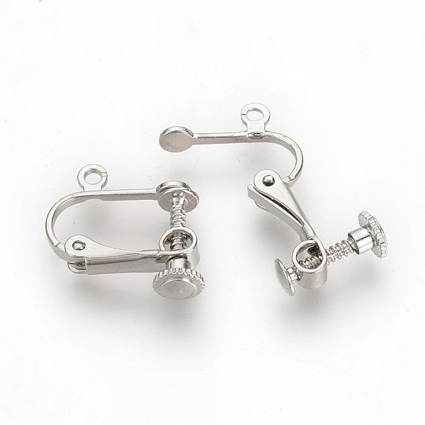 Support Boucle d'oreille Clip r&eacute;glable &agrave; vis argent Vieilli 15 x 17 mm x 5 paires
