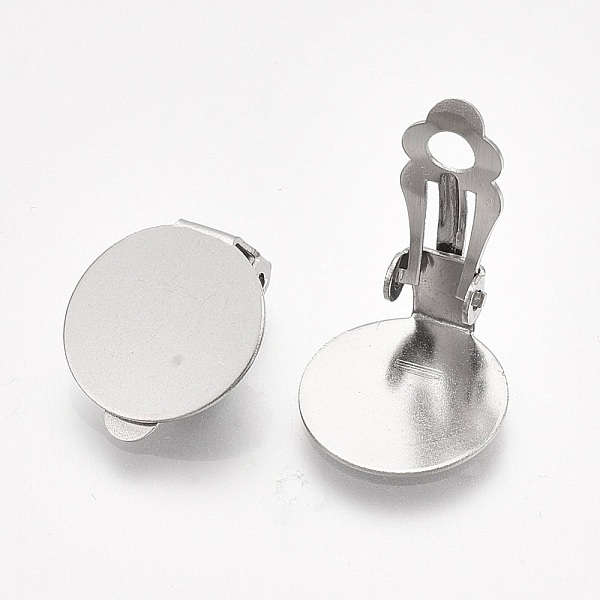 Support Boucle d'oreille Clips Plateau Acier Inoxydable Argent Vieilli N&deg;03