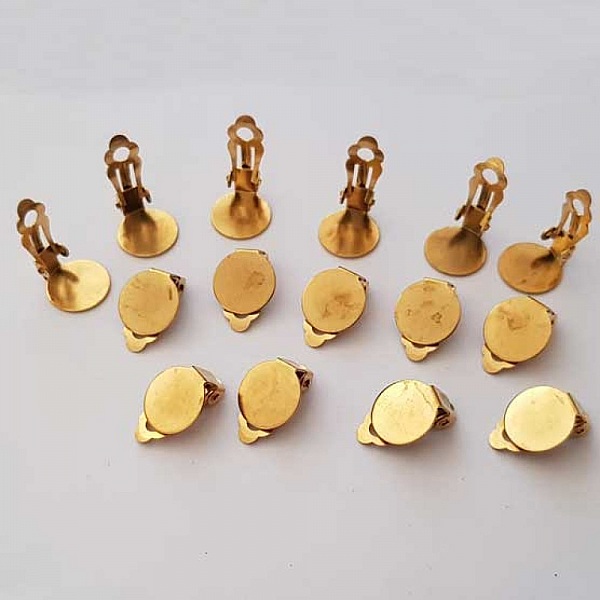 Support Boucle d'oreille Clips Plateau Acier Inoxydable Dor&eacute; N&deg;02 - 2&eacute;me Choix