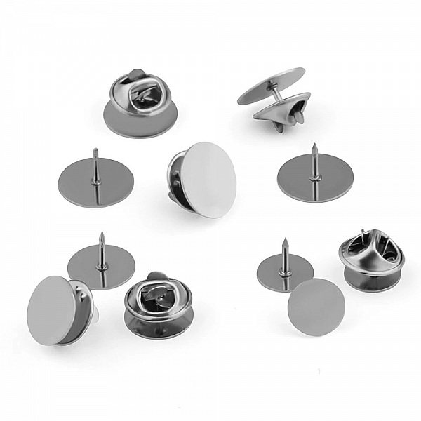Support Boucle d'oreille puce ronde 10 mm en acier inoxydable N&deg;02