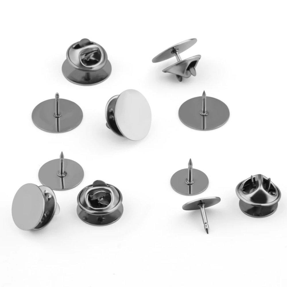 Support Boucle d'oreille puce ronde 14 mm en acier inoxydable N&deg;02