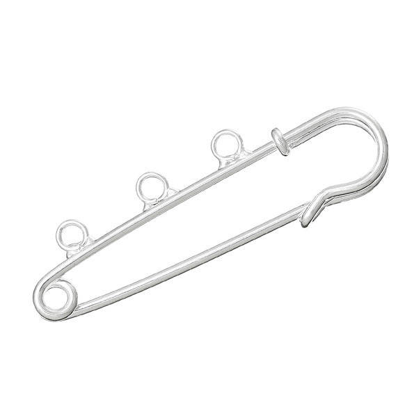 Support Broche &Eacute;pingle &agrave; Nourrice Argent&eacute; 3 anneaux 50x15 mm N&deg;002-par1 