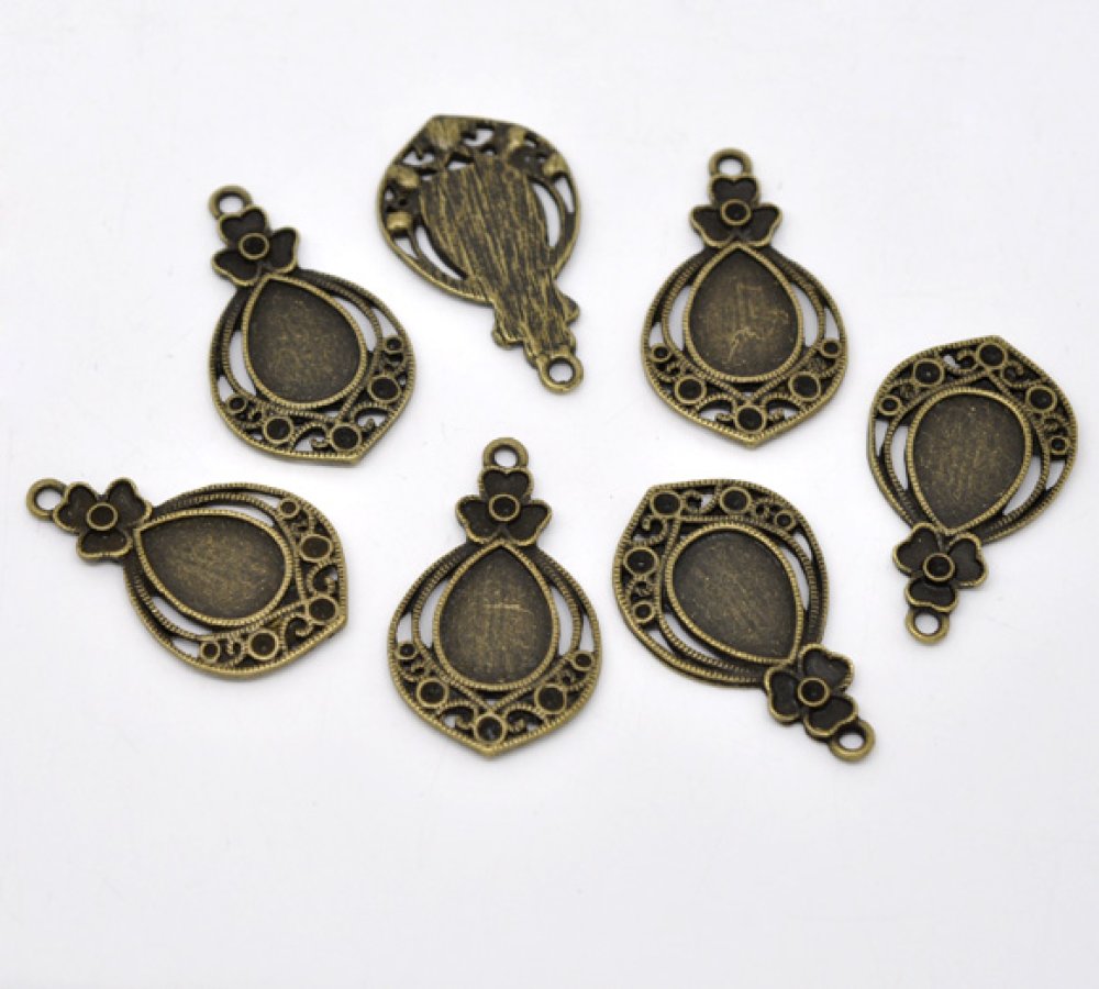 Support Cabochon Goutte N&deg;02 Bronze