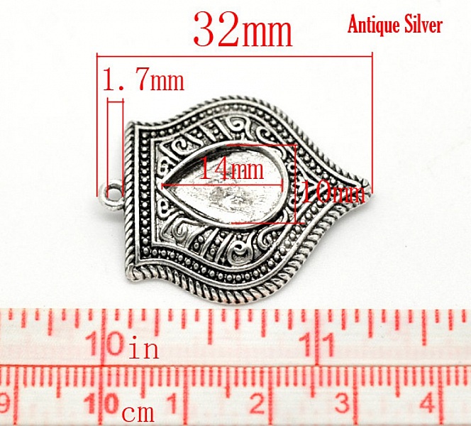 Support Cabochon Goutte N&deg;01 Argent Vieilli