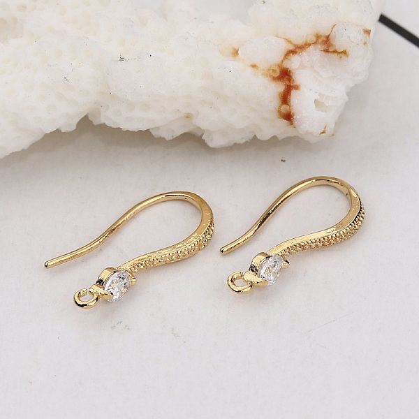 Supports de boucles d'oreilles hameçon plaqué or avec strass.