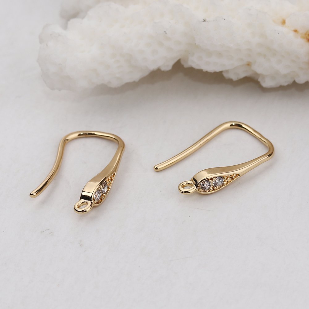 Support boucle d'oreille N&deg;26 Hame&ccedil;on plaqu&eacute; Or et Strass