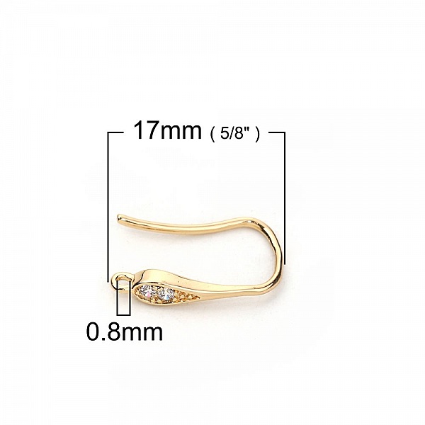 Support boucle d'oreille N&deg;26 Hame&ccedil;on plaqu&eacute; Or et Strass