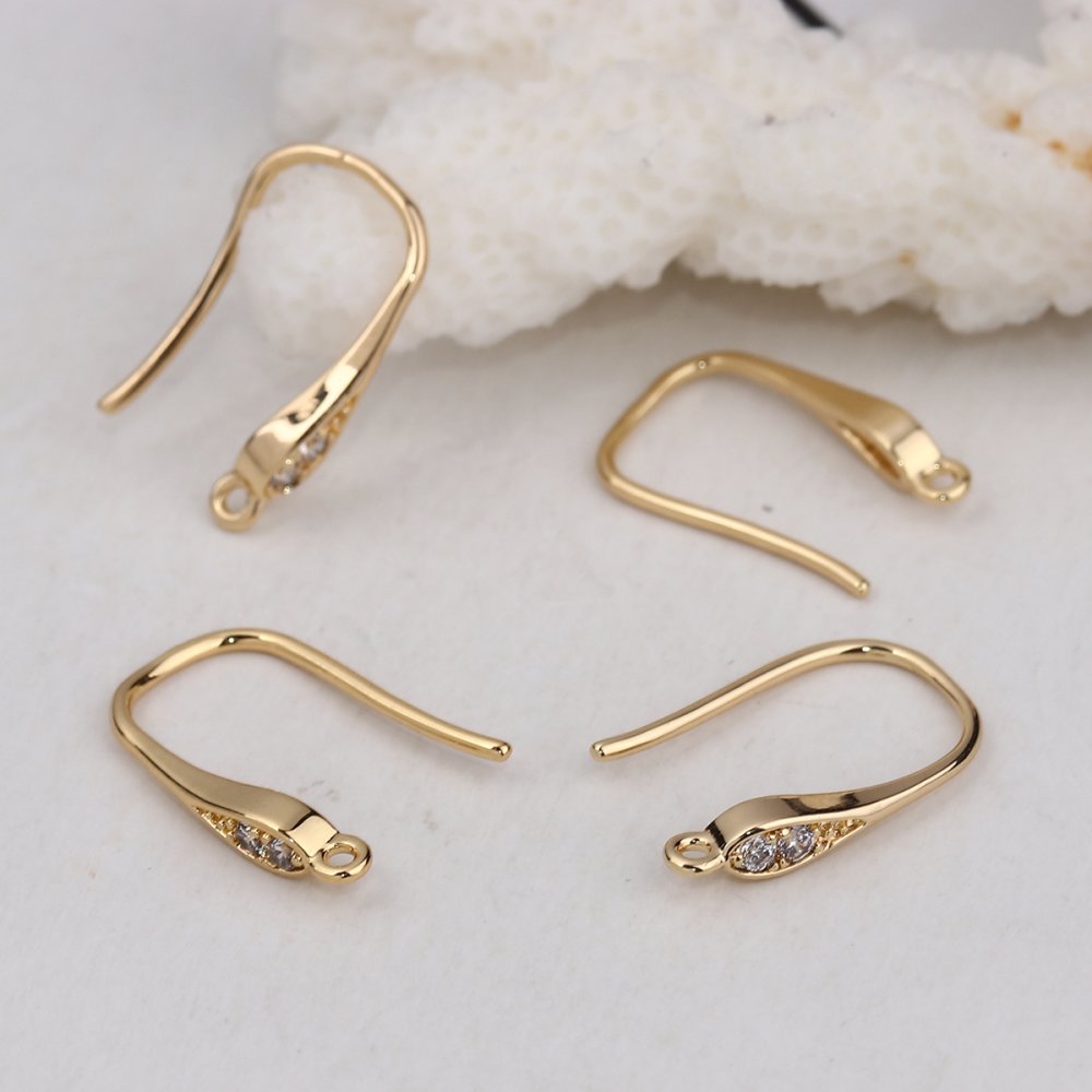 Support boucle d'oreille N&deg;26 Hame&ccedil;on plaqu&eacute; Or et Strass