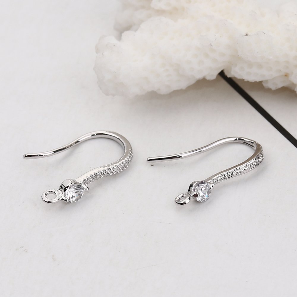 Support boucle d'oreille N&deg;01 Hame&ccedil;on plaqu&eacute; platine et Strass Transparent
