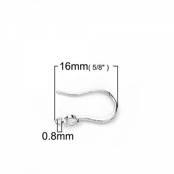 Support boucle d'oreille N&deg;01 Hame&ccedil;on plaqu&eacute; platine et Strass Transparent