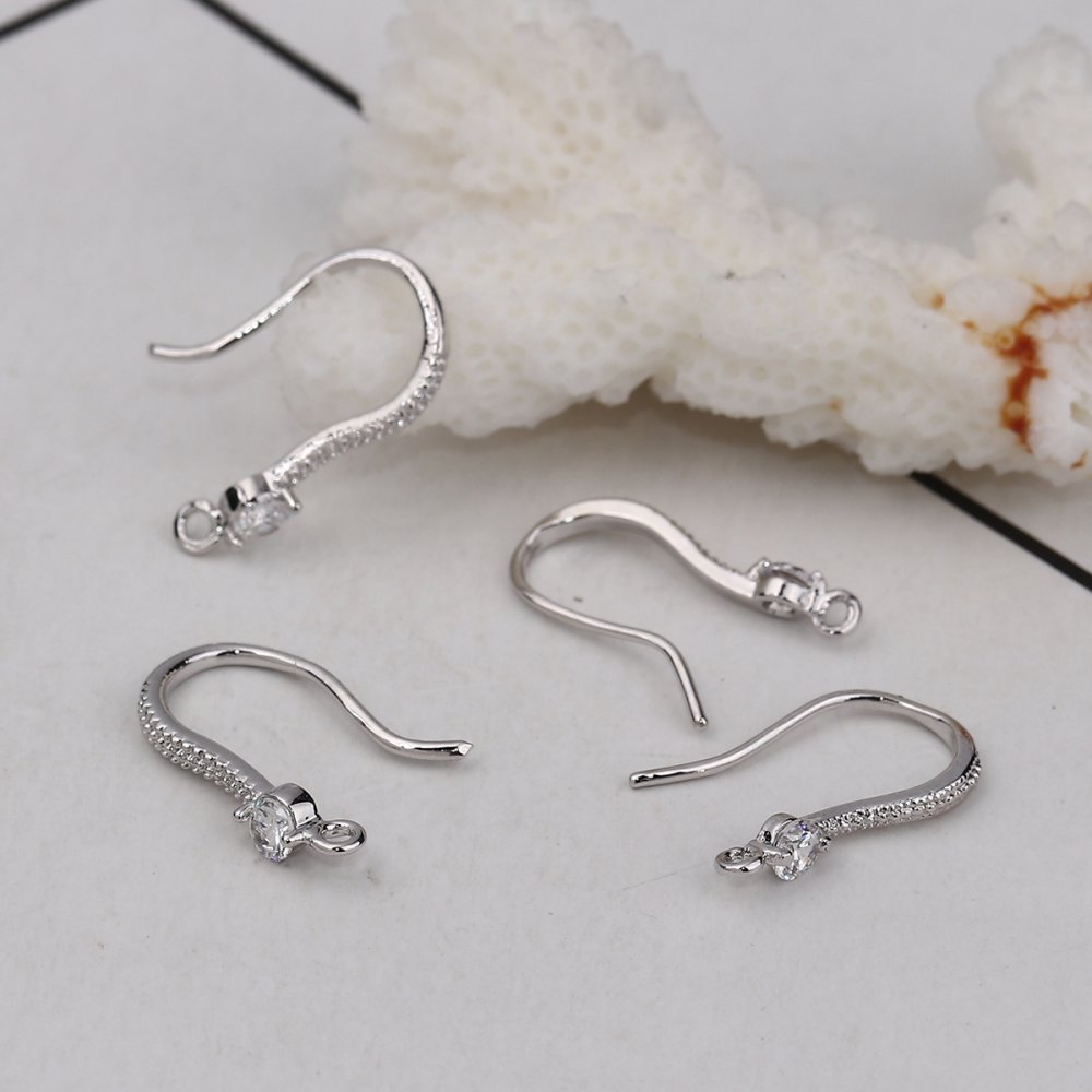 Support boucle d'oreille N&deg;01 Hame&ccedil;on plaqu&eacute; platine et Strass Transparent