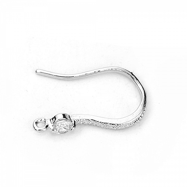 Support boucle d'oreille N&deg;01 Hame&ccedil;on plaqu&eacute; platine et Strass Transparent