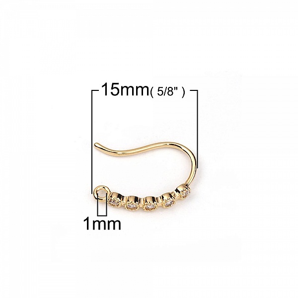 Support boucle d'oreille N&deg;29 Hame&ccedil;on plaqu&eacute; Or et Strass