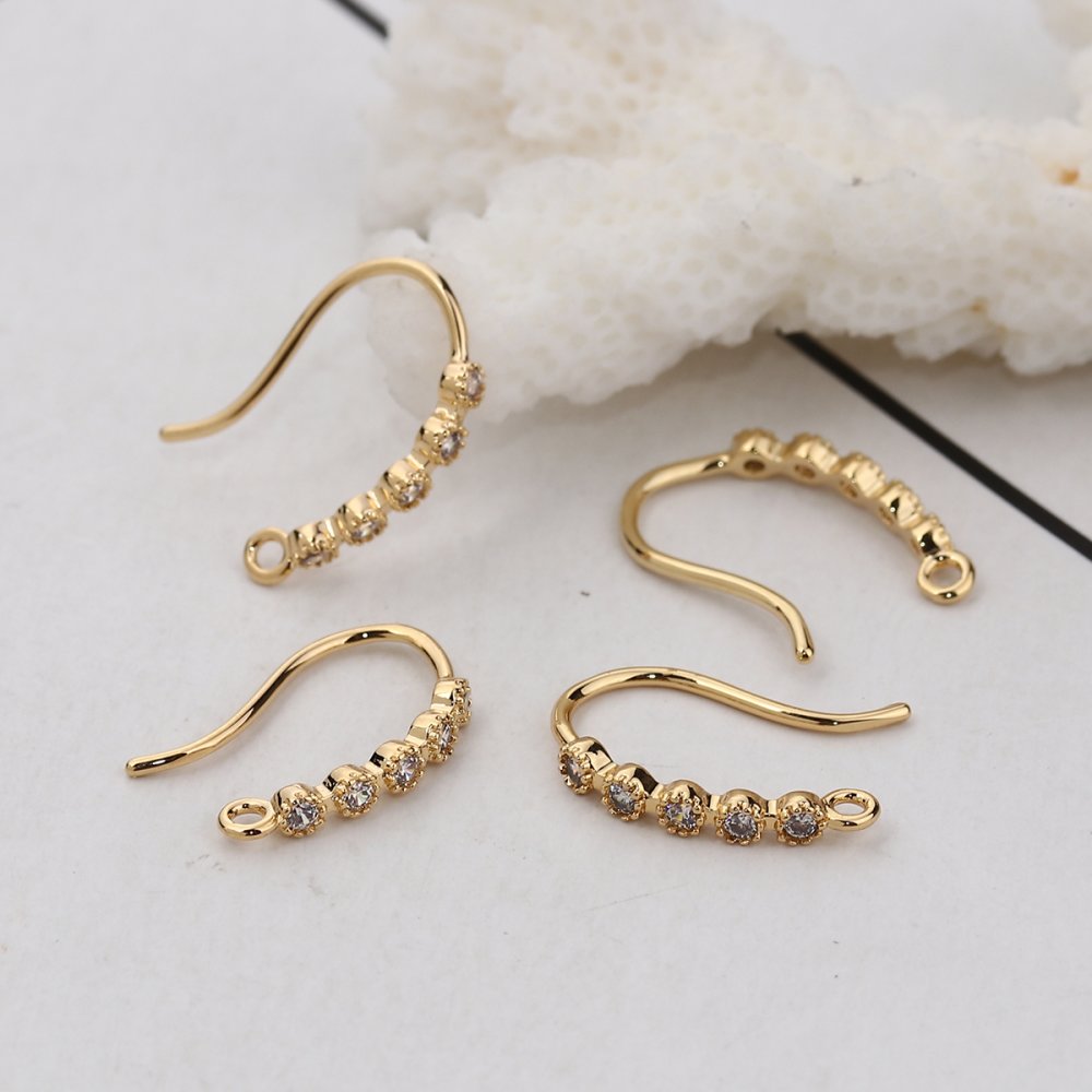 Support boucle d'oreille N&deg;29 Hame&ccedil;on plaqu&eacute; Or et Strass
