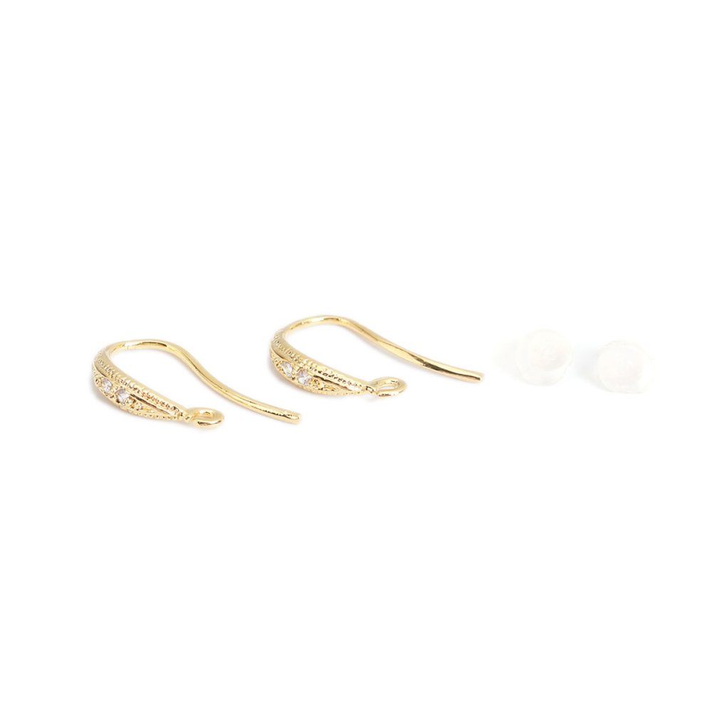 Support boucle d'oreille N&deg;30 Hame&ccedil;on plaqu&eacute; Or 18K et Goutte D'Eau