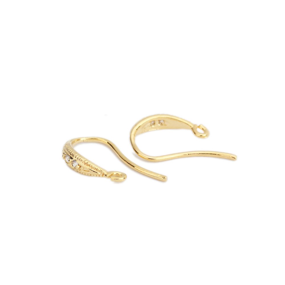 Support boucle d'oreille N&deg;30 Hame&ccedil;on plaqu&eacute; Or 18K et Goutte D'Eau
