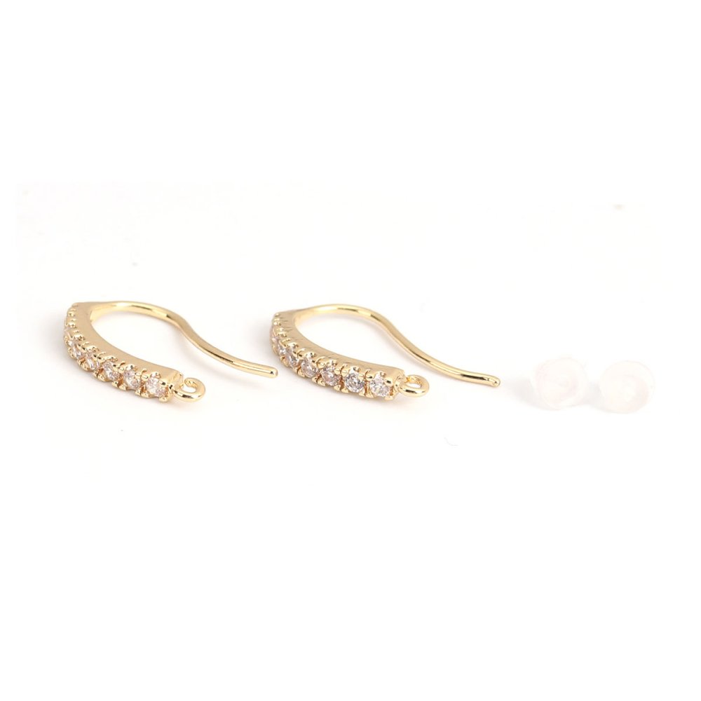 Support boucle d'oreille N&deg;31 Hame&ccedil;on plaqu&eacute; Or 18K et Strass Transparent