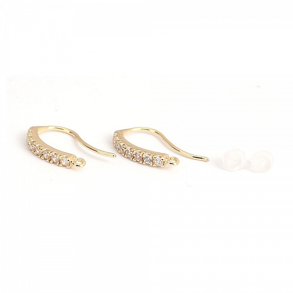 Support boucle d'oreille N&deg;31 Hame&ccedil;on plaqu&eacute; Or 18K et Strass Transparent