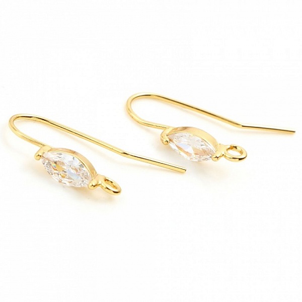Support boucle d'oreille N&deg;32 Hame&ccedil;on plaqu&eacute; Or 18K et Strass Transparent