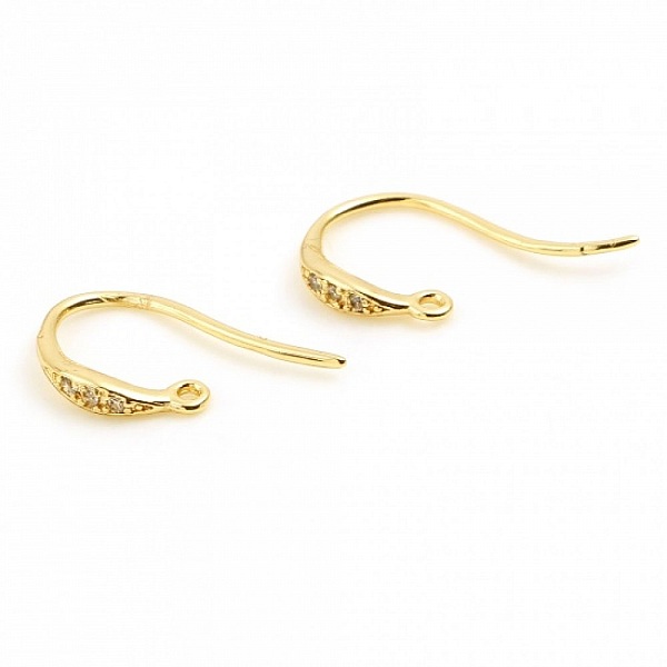 Support boucle d'oreille N&deg;33 Hame&ccedil;on plaqu&eacute; Or 18K et Strass Transparent