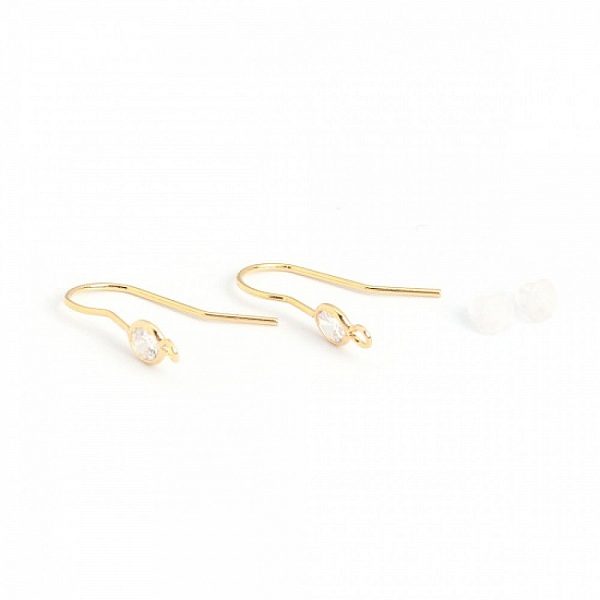 Support boucle d'oreille N&deg;35 Hame&ccedil;on plaqu&eacute; Or 18K et Strass Transparent