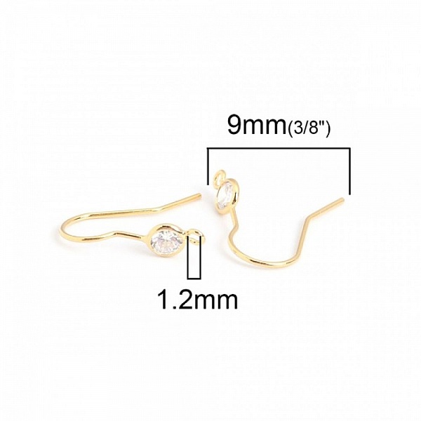 Support boucle d'oreille N&deg;35 Hame&ccedil;on plaqu&eacute; Or 18K et Strass Transparent