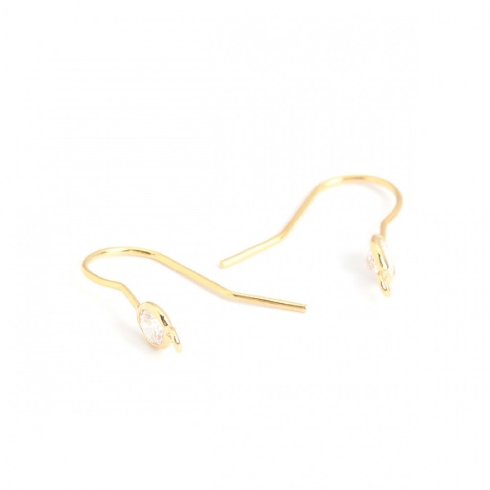 Support boucle d'oreille N&deg;35 Hame&ccedil;on plaqu&eacute; Or 18K et Strass Transparent