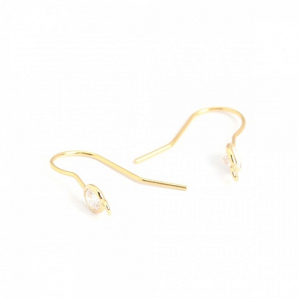 Support boucle d'oreille N&deg;35 Hame&ccedil;on plaqu&eacute; Or 18K et Strass Transparent