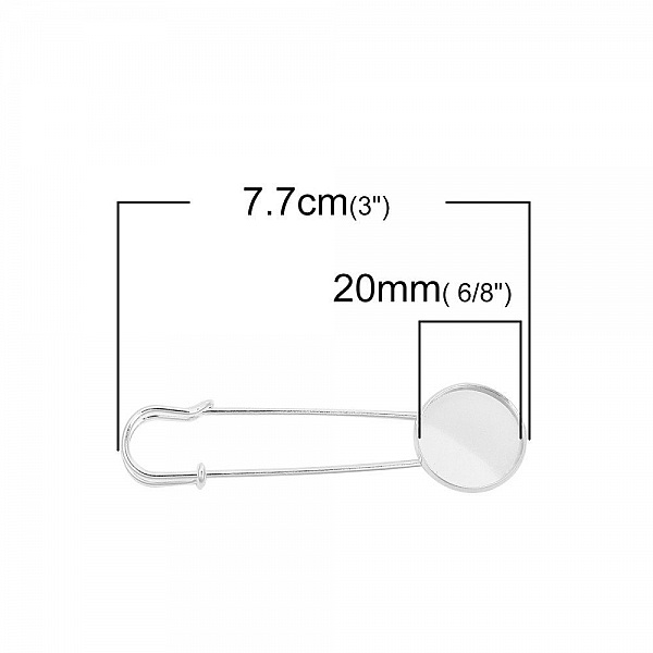 Support broche epingle cabochon rond 20 mm x 1 pi&egrave;ce