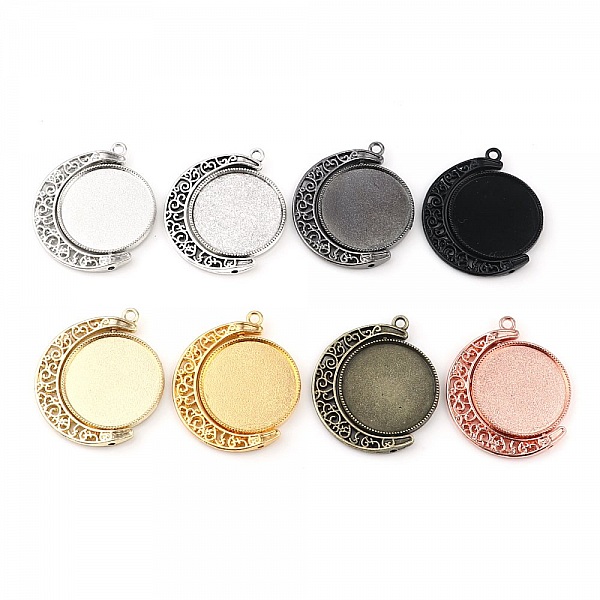 Support cabochon 25 mm rotatif N&deg;01 argent vieilli