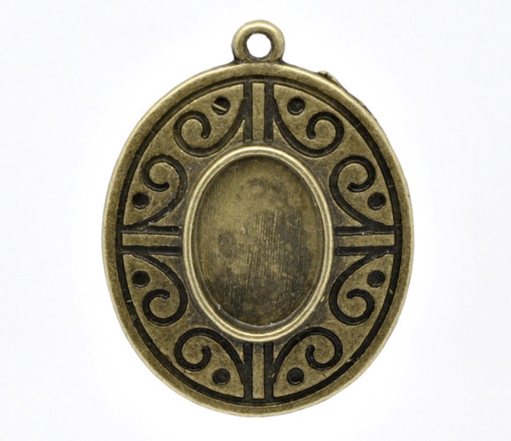 Support cabochon Ovale de 14 X 10 mm Bronze N&deg;06