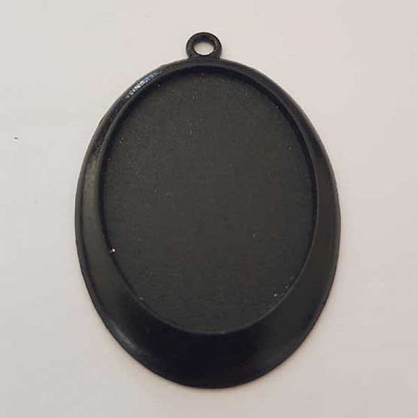 Support cabochon Ovale de 40 X 30 mm M&eacute;tal Noir N&deg;01