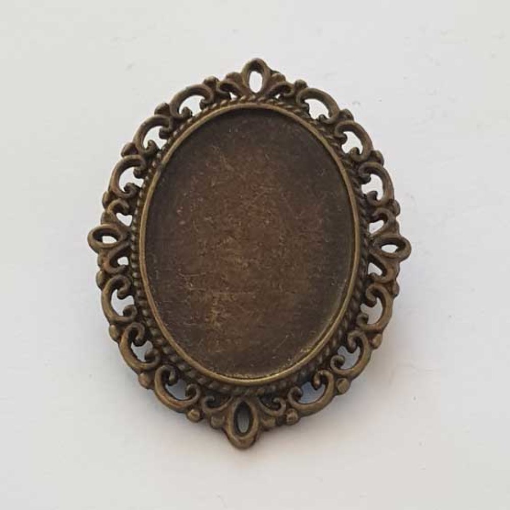 Support cabochon Ovale de 25 X 18 mm Bronze N&deg;02-02