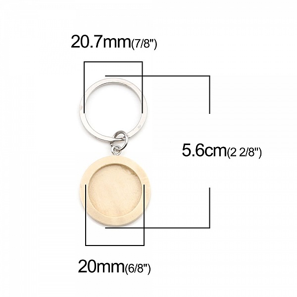 Support cabochon Porte cl&eacute; 20 mm Bois N&deg;01