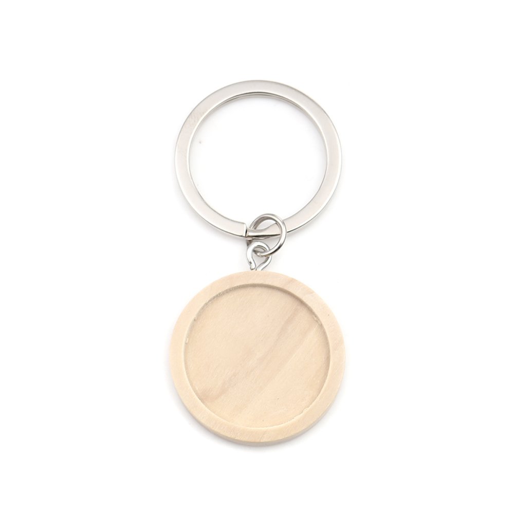 Support cabochon Porte cl&eacute; 25 mm Bois N&deg;01