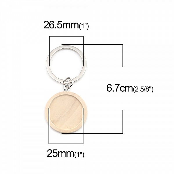 Support cabochon Porte cl&eacute; 25 mm Bois N&deg;01